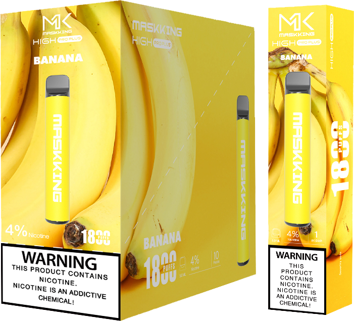 Maskking High Pro Plus Banana plátano caja 10 vapes desechables 1,800 puffs 4% nicotina – envío express CDMX