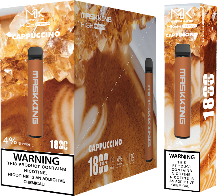 Maskking High Pro Plus Cappuccino capuchino caja 10 vapes desechables 1,800 puffs 4% nicotina – caja 10 unidades México