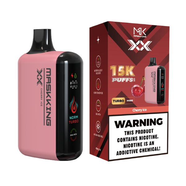 Maskking XX Cherry Ice cereza hielo vapeador desechable 15,000 puffs pantalla LED USB-C – compra en México, entrega CDMX