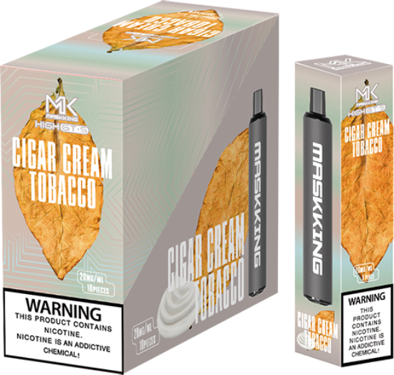 Maskking GTS Cigar Cream Tobacco cigarro crema tabaco caja 10 vapes desechables 2,500 puffs 4% nicotina – entrega a domicilio CDMX