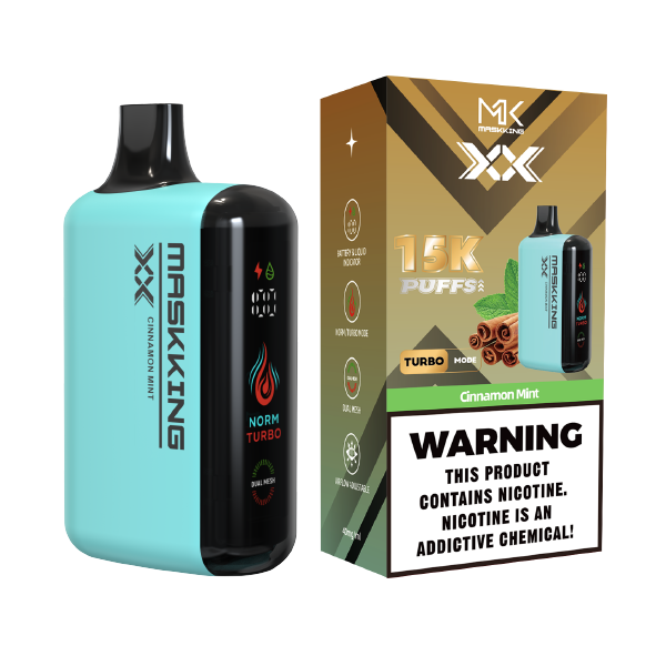 Maskking XX Cinnamon Mint canela menta vapeador desechable 15,000 puffs pantalla LED airflow – TiendasVM México