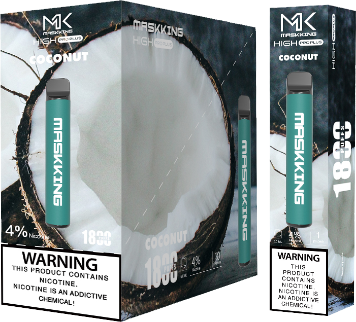 Maskking High Pro Plus Coconut coco caja 10 vapes desechables 1,800 puffs 4% nicotina – compra en México entrega CDMX