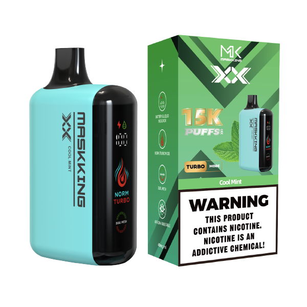 Maskking XX Cool Mint menta fría vapeador desechable 15,000 puffs pantalla LED recargable – entrega a domicilio CDMX