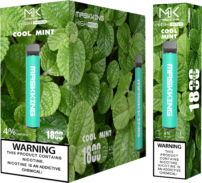 Maskking High Pro Plus Cool Mint menta fría caja 10 vapes desechables 1,800 puffs 4% nicotina – TiendasVM México