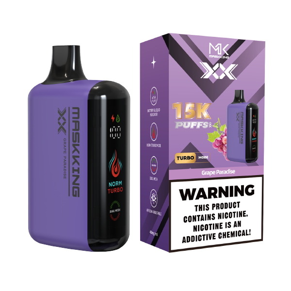 Maskking XX Grape Paradise uva vapeador desechable 15,000 puffs pantalla LED airflow ajustable – envío express CDMX