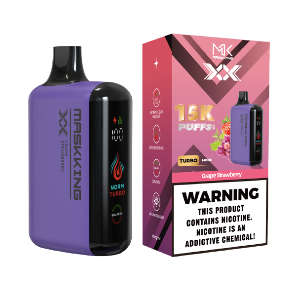 Maskking XX Grape Strawberry uva fresa vapeador desechable 15,000 puffs pantalla LED USB-C – TiendasVM México