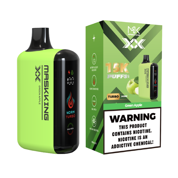 Maskking XX Green Apple manzana verde vapeador desechable 15,000 puffs pantalla LED recargable – compra en México