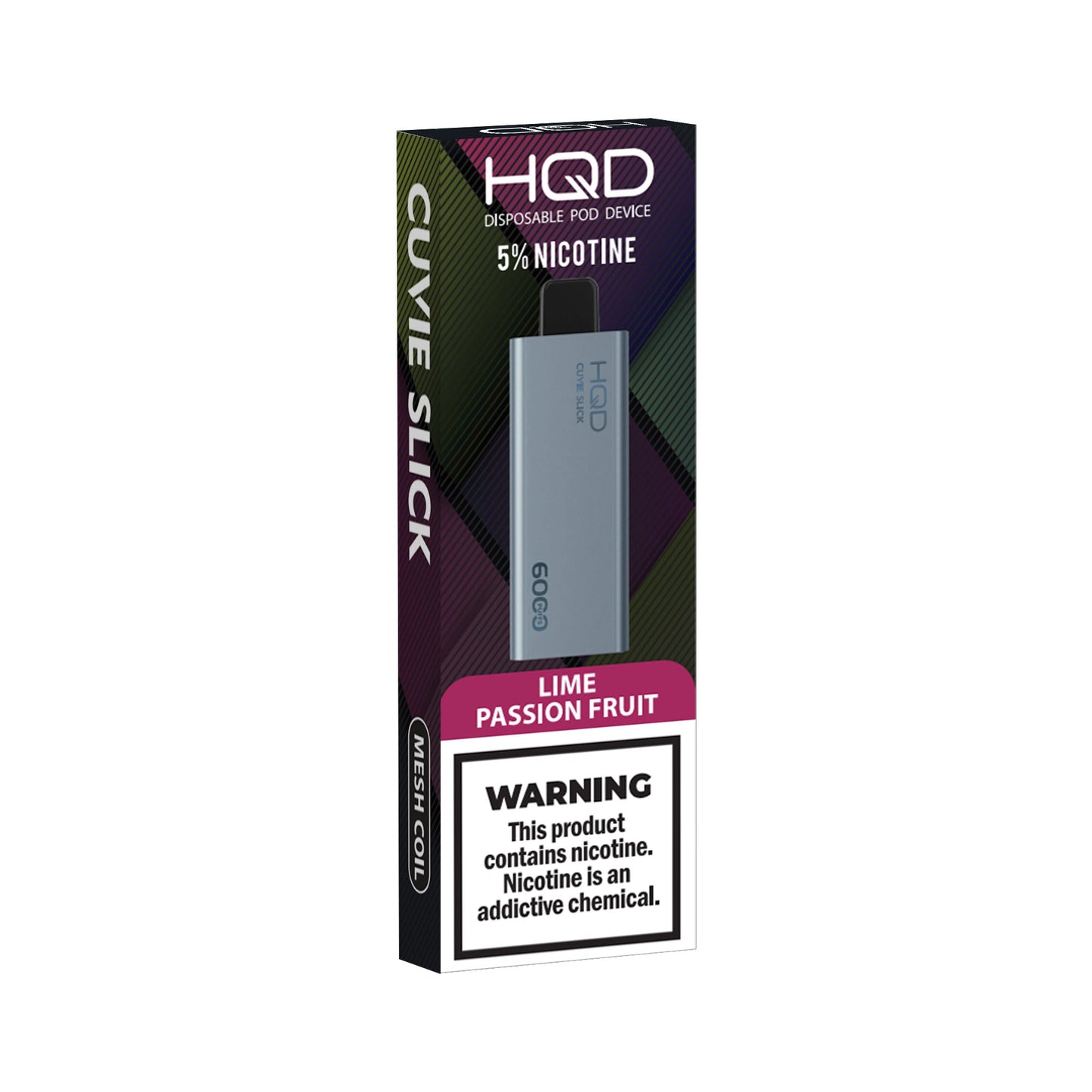 HQD Cuvie Slick LIME Passion Fruit cigarro electrónico desechable 6000 puffs mesh coil vape sabor maracuyá comprar en CDMX envío express recíbelo el mismo día vape HQD original batería 1400mAh