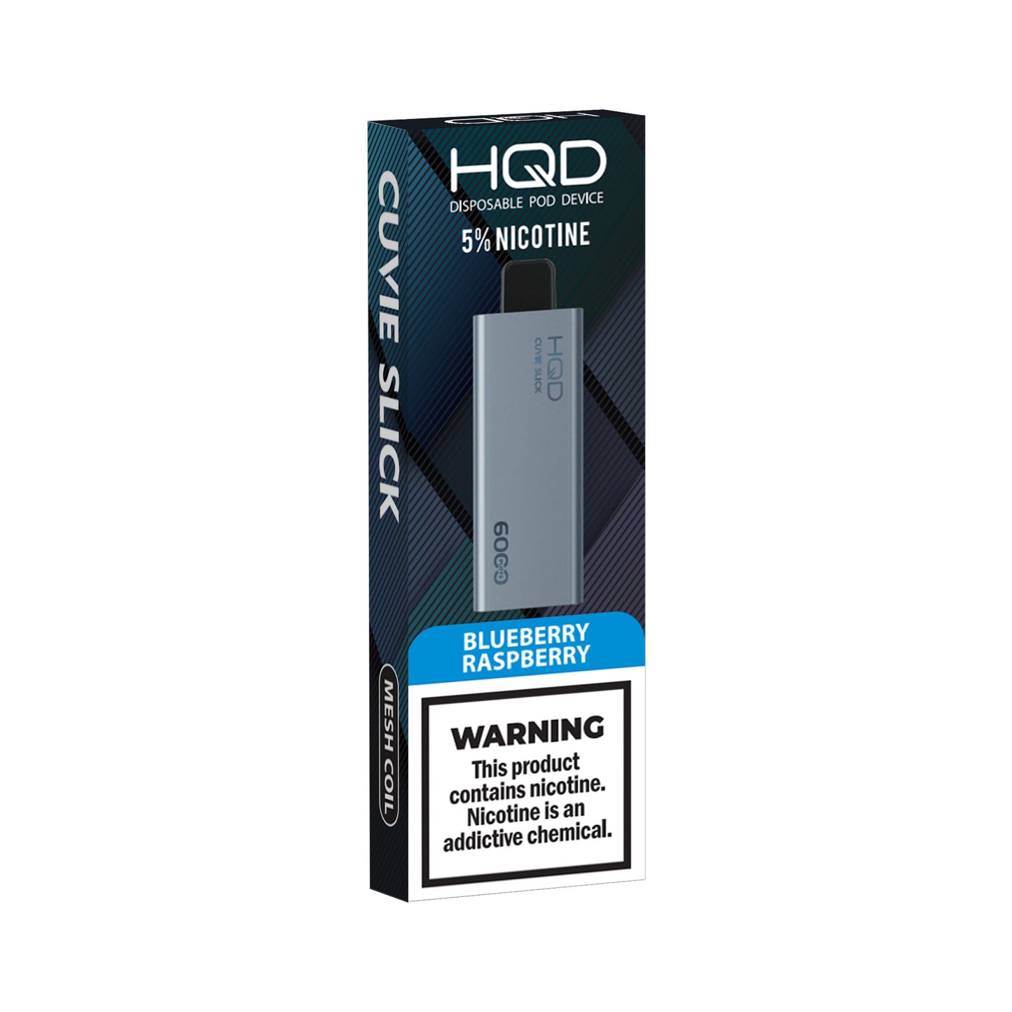 HQD Cuvie Slick Blue Raspberry cigarro electrónico desechable 6000 puffs mesh coil vape sabor frambuesa azul comprar en CDMX envío express recíbelo el mismo día vape HQD original batería 1400mAh