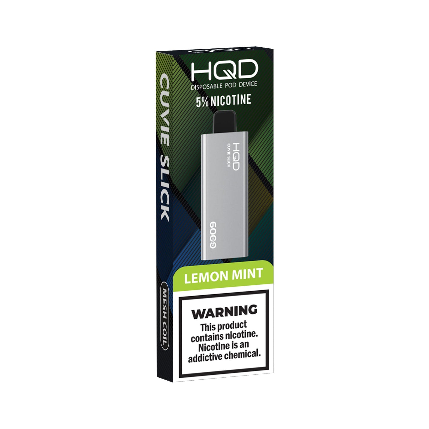 HQD Cuvie Slick Lemon Mint cigarro electrónico desechable 6000 puffs mesh coil vape sabor limón menta comprar en CDMX envío express recíbelo el mismo día vape HQD original batería 1400mAh