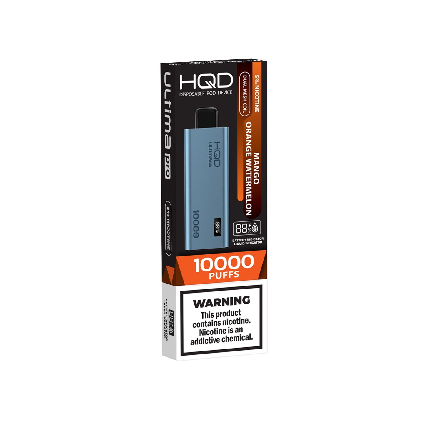 HQD Ultima Pro Mango Orange Watermelon vape desechable 10000 puffs dual mesh pantalla inteligente batería recargable 650mAh sabor mango naranja sandía – TiendasVM México