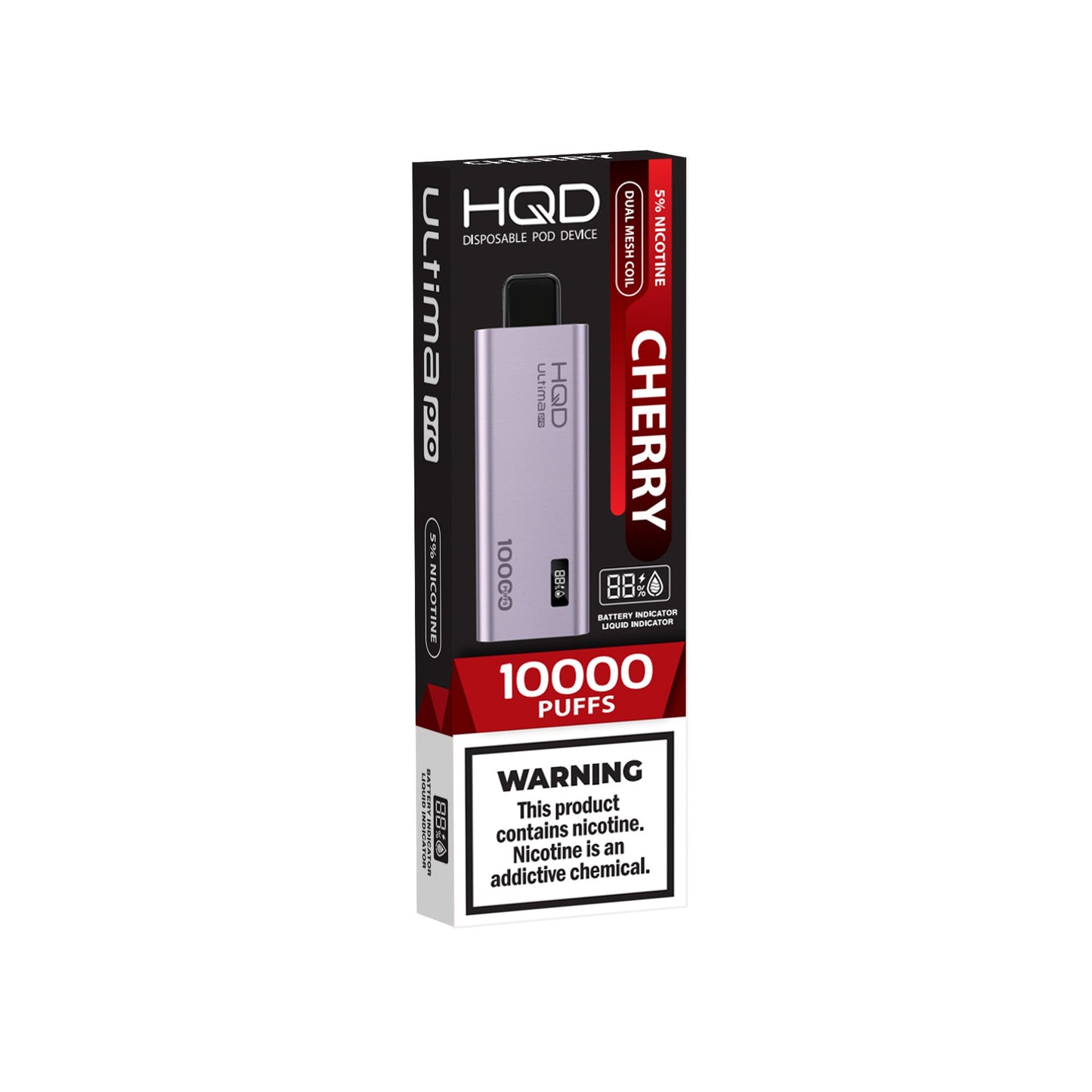 HQD Ultima Pro Cherry vape desechable 10000 puffs dual mesh pantalla inteligente batería recargable 650mAh vape sabor cereza comprar vape en CDMX vape HQD original vapes a domicilio CDMX Área Metropolitana