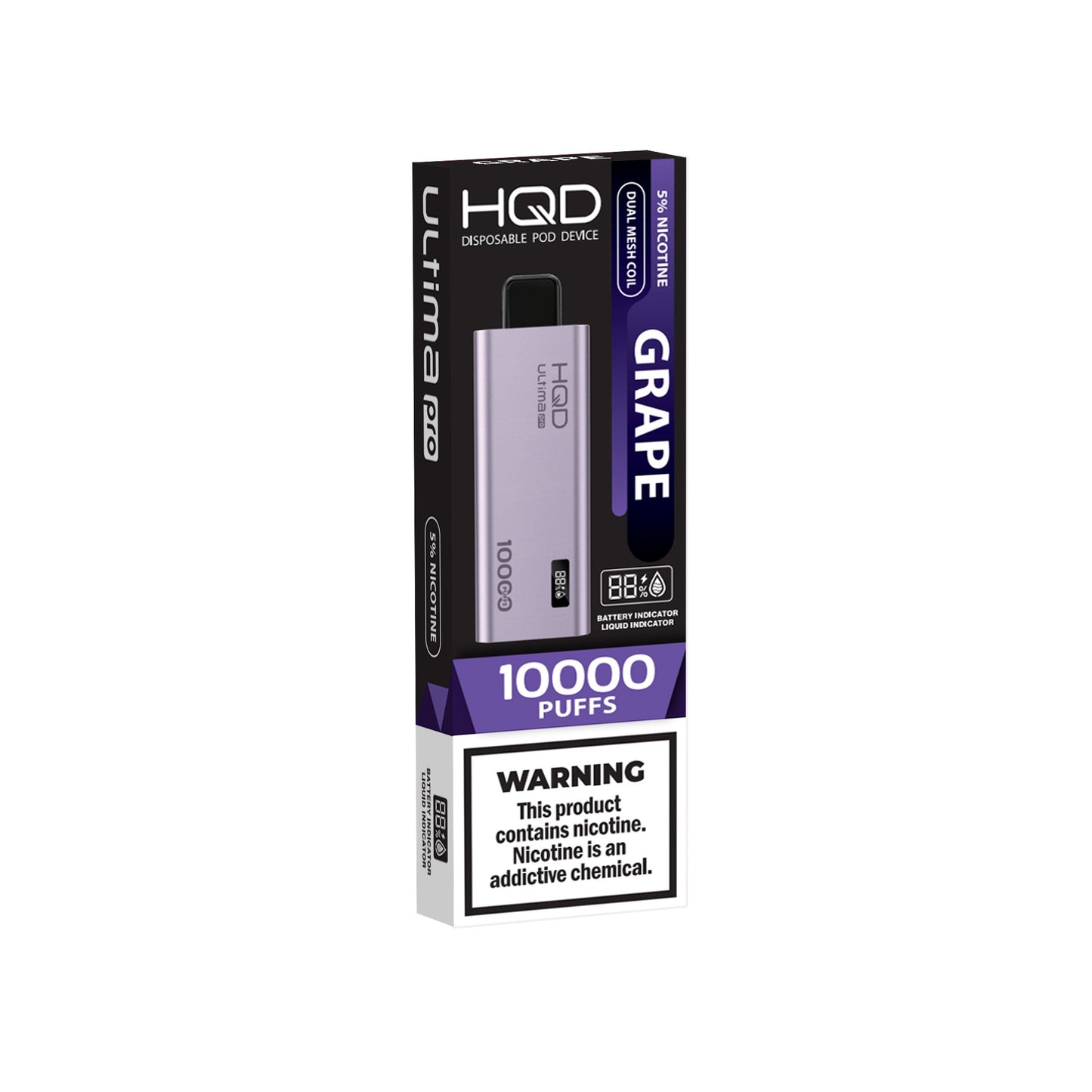 HQD Ultima Pro Grape vape desechable 10000 puffs dual mesh pantalla inteligente batería recargable 650mAh vape sabor uva comprar vape en CDMX vape HQD original vapes a domicilio CDMX Área Metropolitana