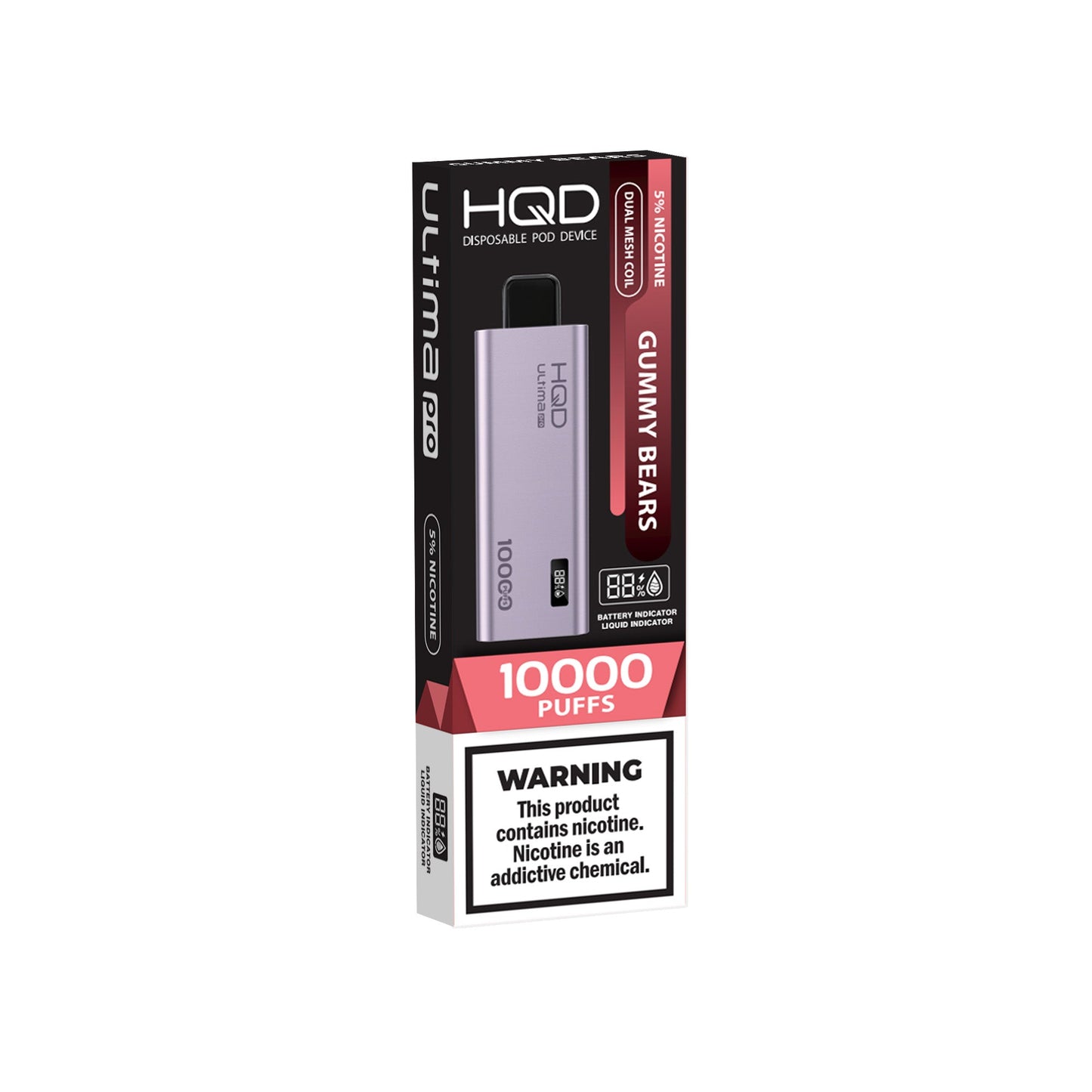 HQD Ultima Pro Gummy Bears vape desechable 10000 puffs dual mesh pantalla inteligente batería recargable 650mAh vape sabor ositos de goma comprar vape en CDMX vapes a domicilio CDMX entrega rápida Área Metropolitana