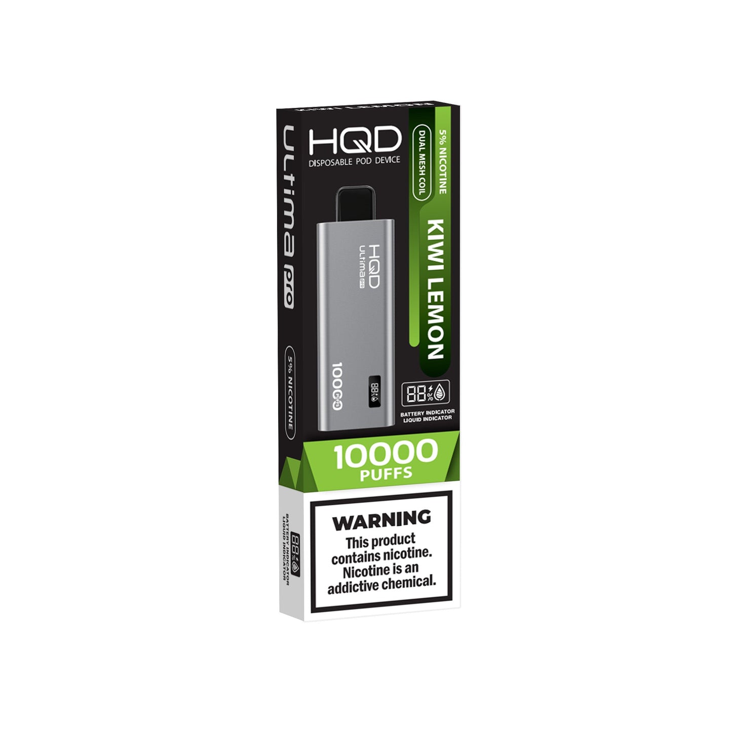 HQD Ultima Pro Kiwi Lemon vape desechable 10000 puffs dual mesh pantalla inteligente batería recargable 650mAh vape sabor kiwi limón comprar vape en CDMX vapes a domicilio CDMX entrega rápida Área Metropolitana