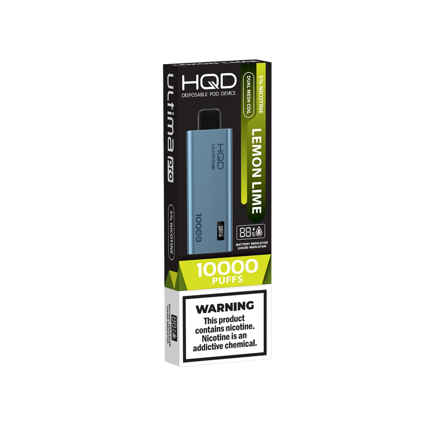 HQD Ultima Pro Lemon Lime vape desechable 10000 puffs dual mesh pantalla inteligente batería recargable 650mAh vape sabor limón lima comprar vape en CDMX vapes a domicilio CDMX Área Metropolitana