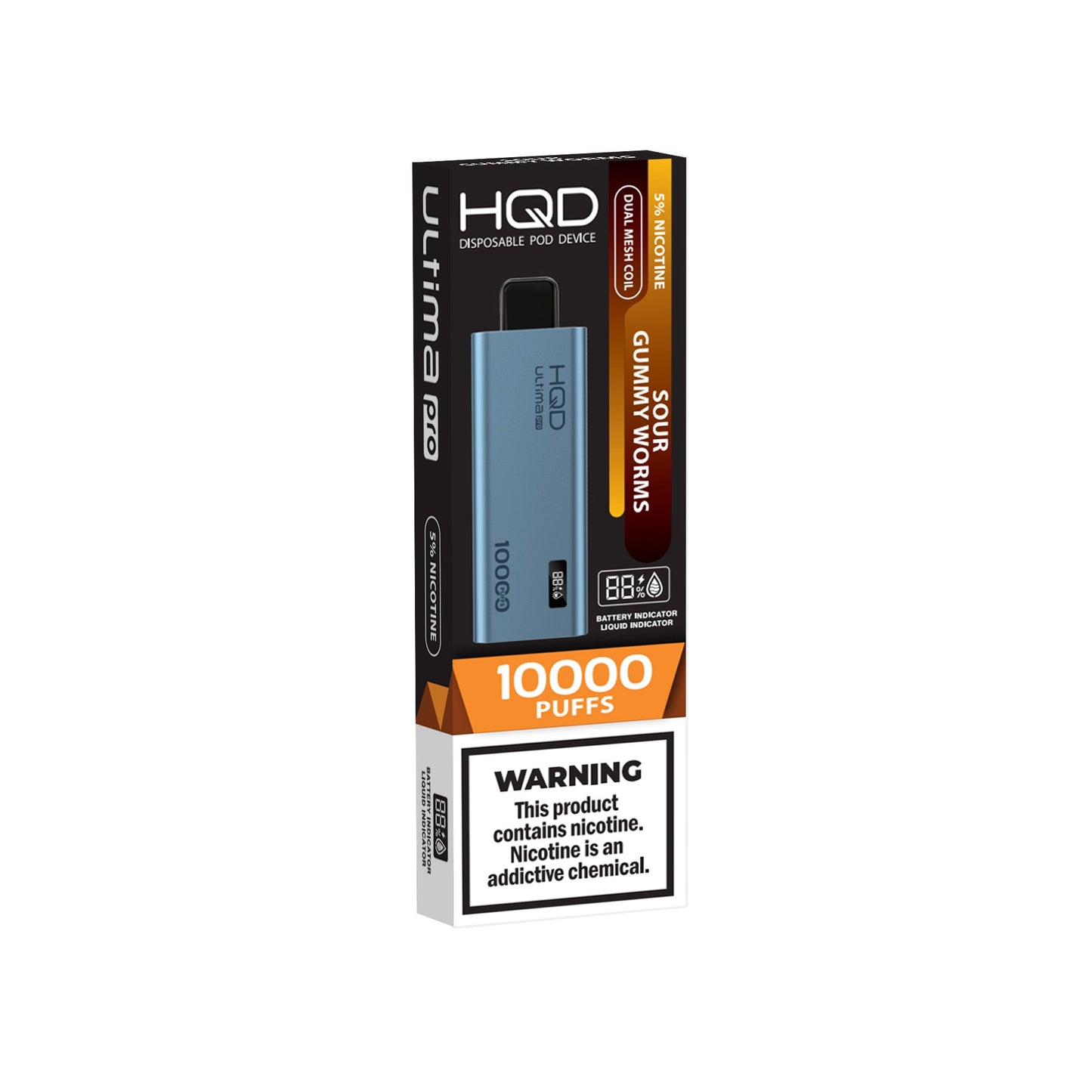 HQD Ultima Pro Sour Gummy Worms vape desechable 10000 puffs dual mesh pantalla inteligente batería recargable 650mAh vape sabor gomitas ácidas comprar vape en CDMX vapes a domicilio CDMX Área Metropolitana