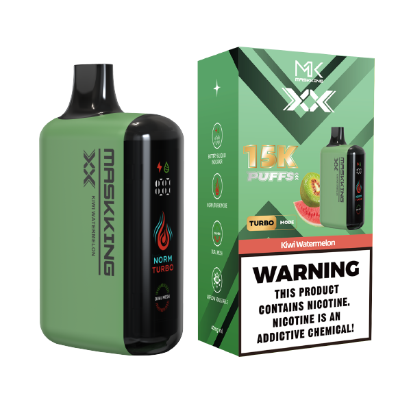 Maskking XX Kiwi Watermelon kiwi sandía vapeador desechable 15,000 puffs pantalla LED airflow – TiendasVM México