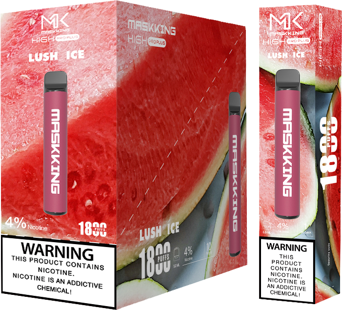 Maskking High Pro Plus Lush Ice sandía fría caja 10 vapes desechables 1,800 puffs 4% nicotina – caja 10 unidades México