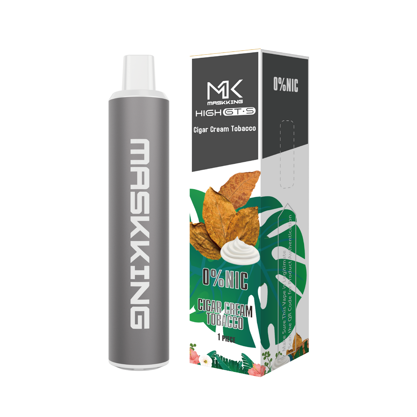 Maskking GTS Zero Cigar Cream Tobacco tabaco cremoso vapeador desechable 2,500 puffs 0% nicotina – TiendasVM México