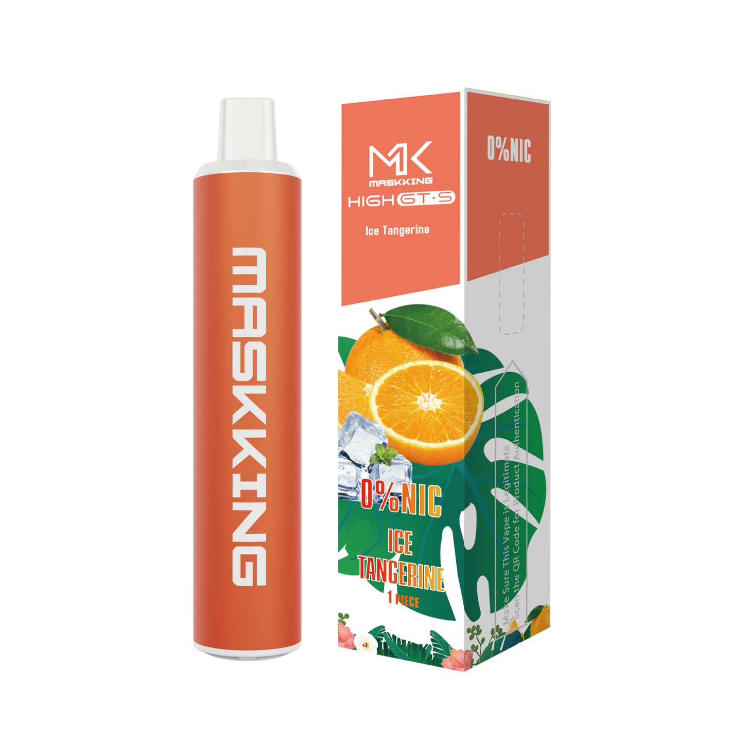 Maskking GTS Zero Ice Tangerine mandarina hielo vape sin nicotina 0% 2,500 puffs – compra en México, entrega CDMX