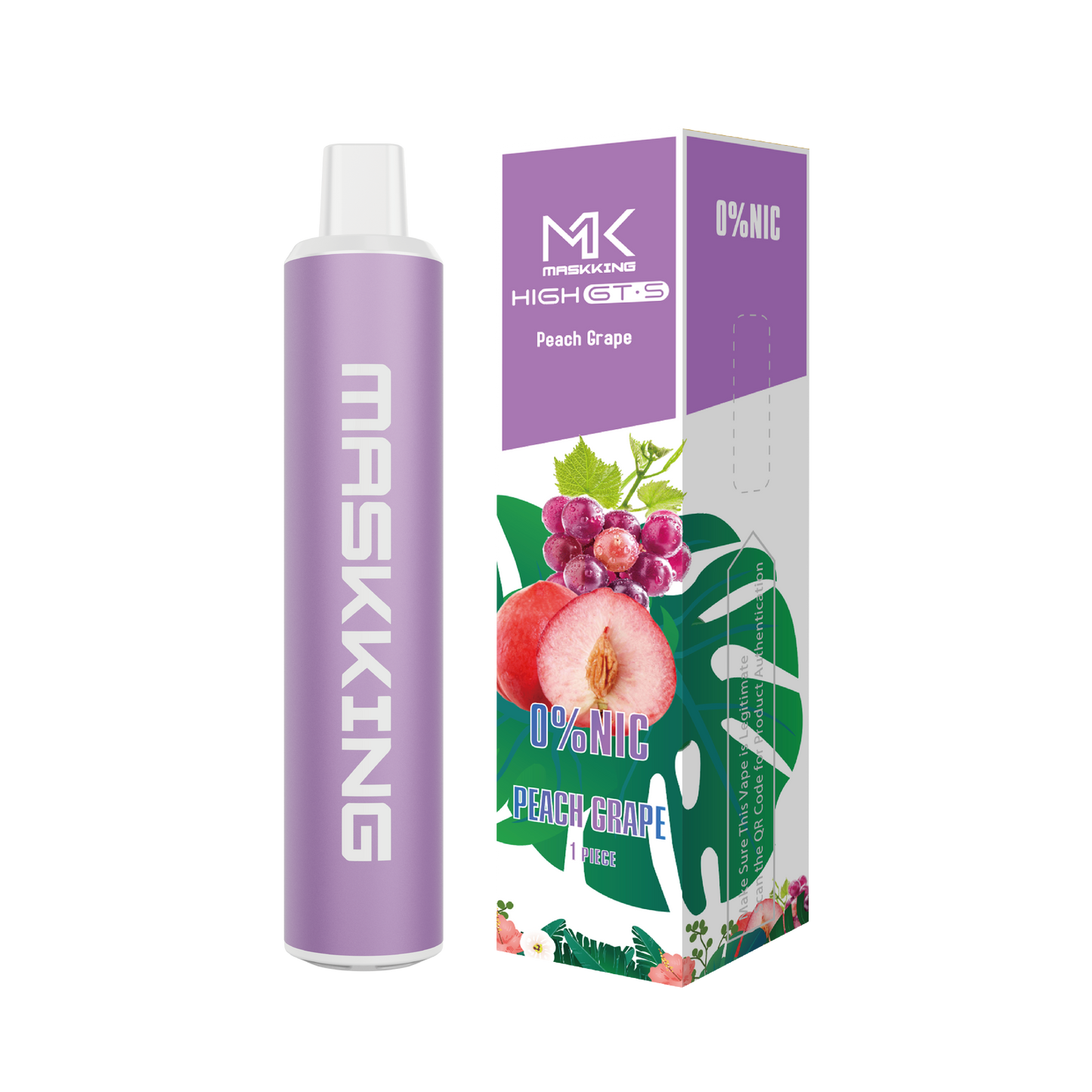 Maskking GTS Zero Peach Grape durazno uva vape sin nicotina 0% 2,500 puffs – compra en México, entrega a domicilio CDMX