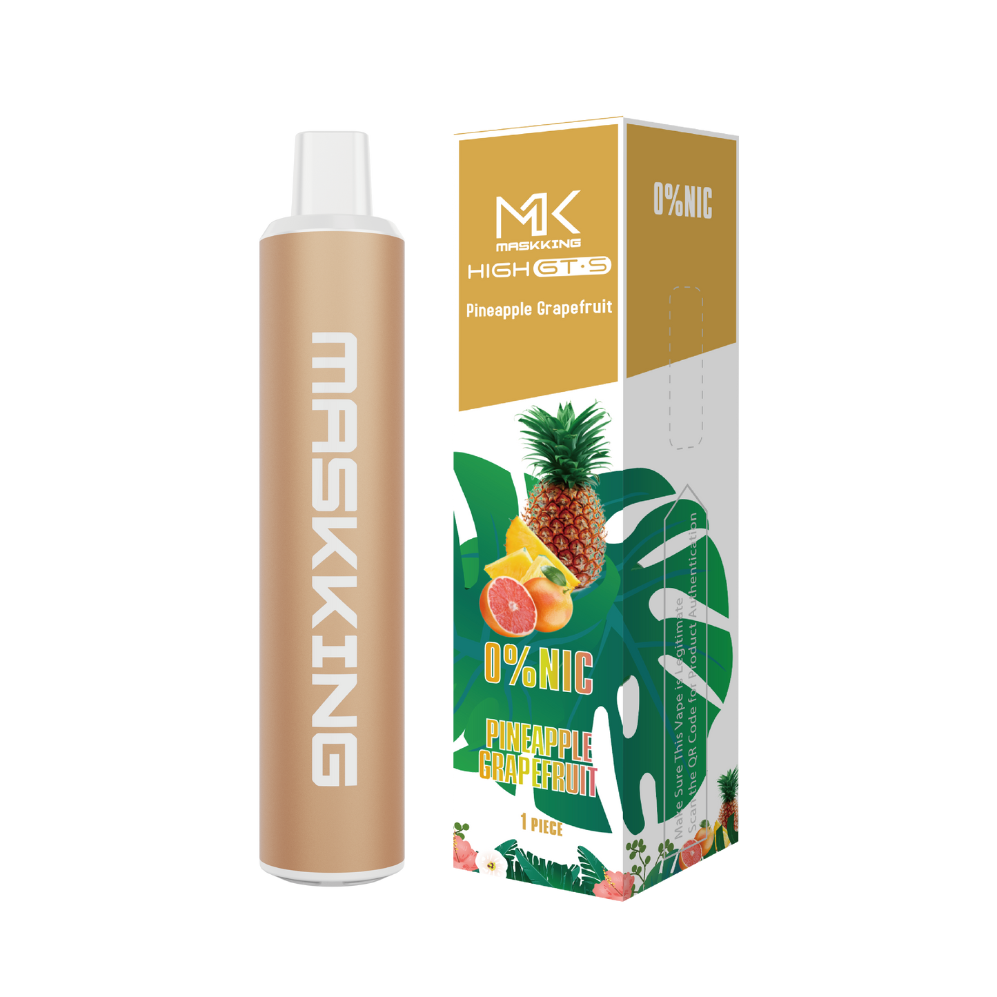 Maskking GTS Zero Pineapple Grapefruit piña toronja vapeador desechable 2,500 puffs 0% nicotina – compra en México