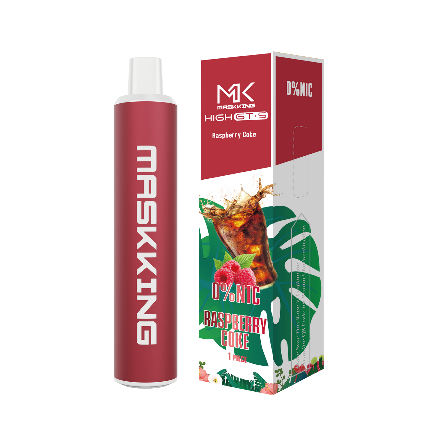 Maskking GTS Zero Raspberry Coke frambuesa cola vape sin nicotina 0% 2,500 puffs – compra en México, entrega a domicilio CDMX