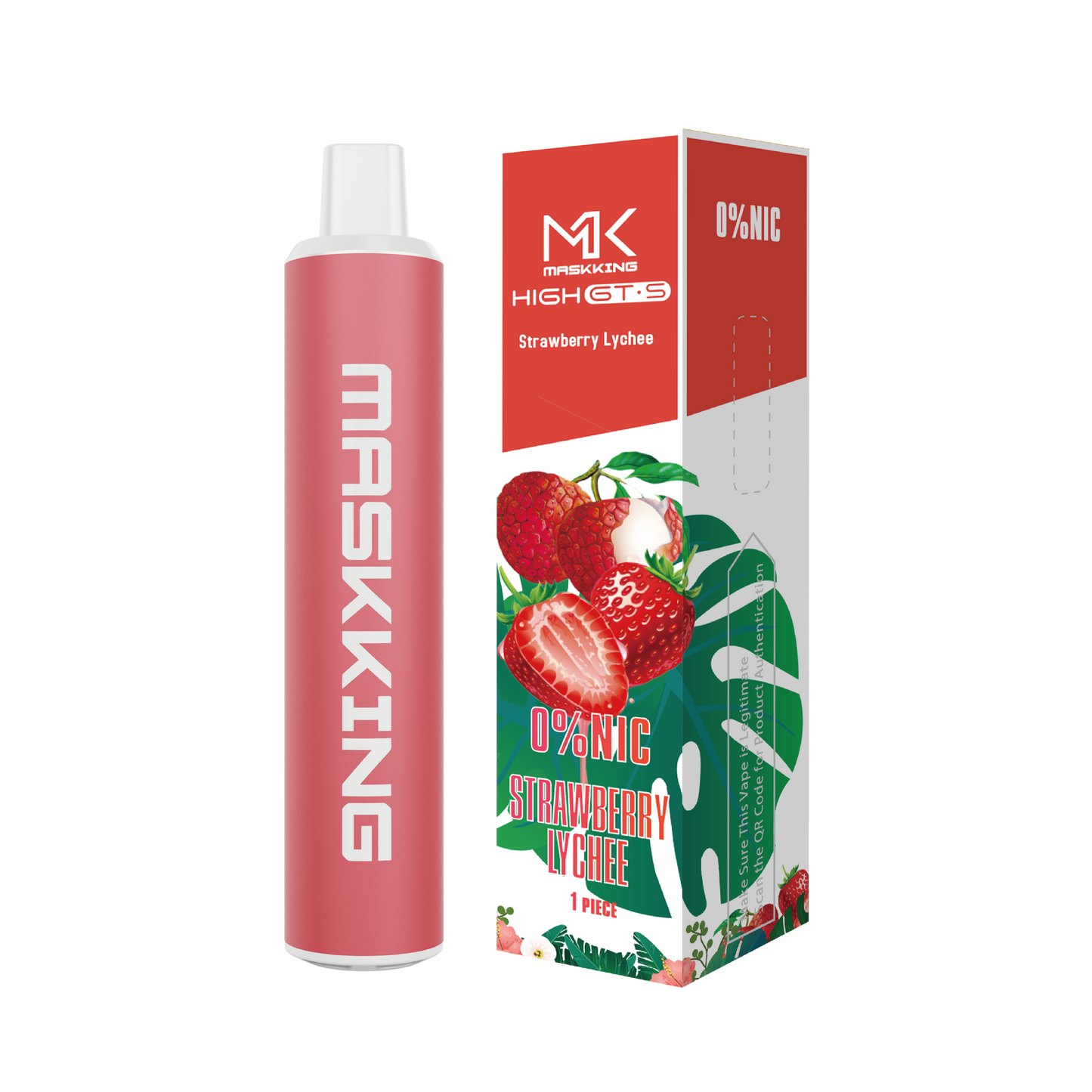 Maskking GTS Zero Strawberry Lychee fresa lichi vapeador desechable 2,500 puffs sin nicotina – entrega a domicilio CDMX