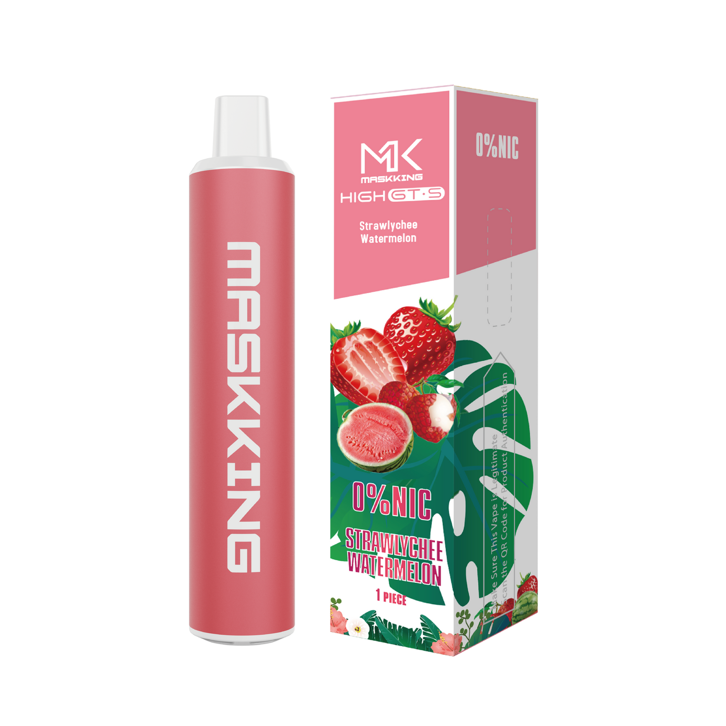 Maskking GTS Zero Strawberry Lychee Watermelon fresa lichi sandía vapeador 2,500 puffs 0% nicotina – TiendasVM