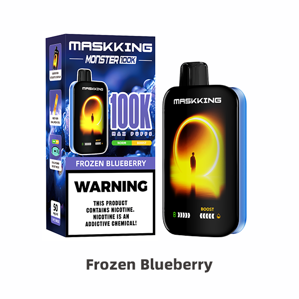 Maskking Monster Frozen Blueberry arándano hielo vapeador desechable 100,000 puffs pantalla LED modo Boost – compra en México, entrega CDMX