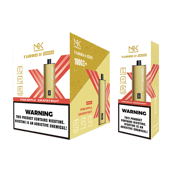 Maskking Turbo II Pineapple Grapefruit piña toronja caja 10 vapes recargables 10,000 puffs pantalla airflow – TiendasVM México
