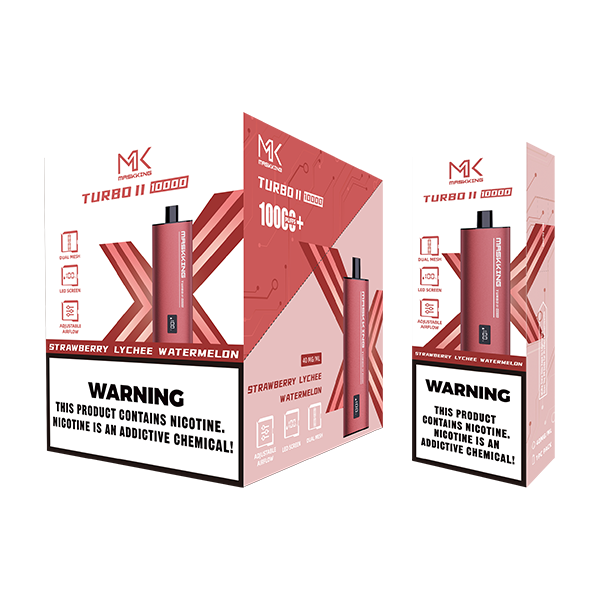 Maskking Turbo II Strawberry Lychee Watermelon fresa lichi sandía caja 10 vapes recargables 10,000 puffs pantalla airflow – compra en México entrega CDMX