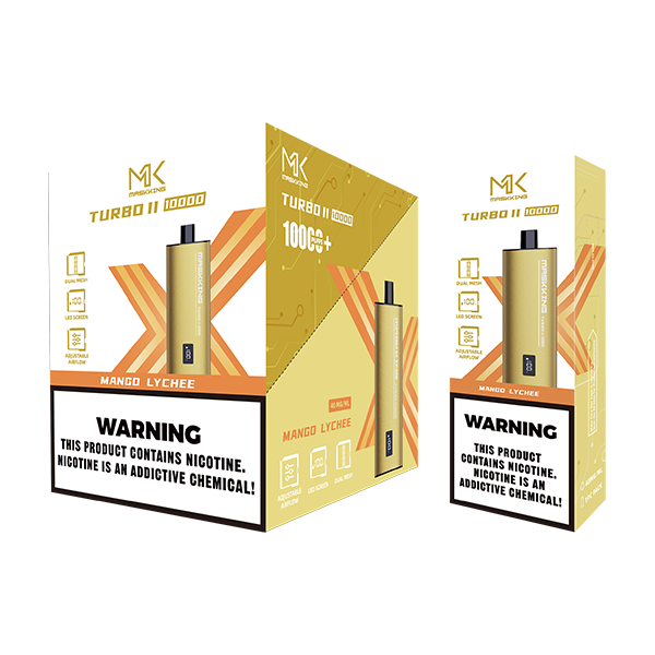 Maskking Turbo II Mango Lychee mango lichi caja 10 vapes recargables 10,000 puffs pantalla airflow – envío express CDMX
