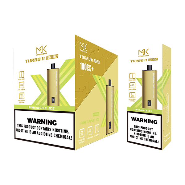 Maskking Turbo II Pineapple Ice piña con hielo caja 10 vapes recargables 10,000 puffs pantalla airflow – envío express CDMX