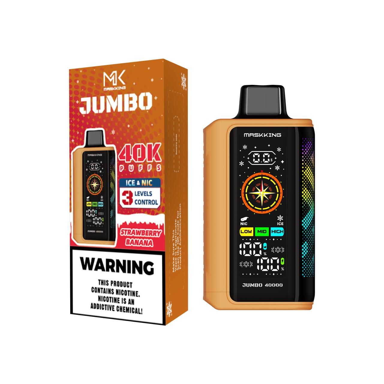 Maskking Jumbo Strawberry Banana fresa plátano vapeador desechable 40,000 puffs pantalla LED USB-C – TiendasVM México