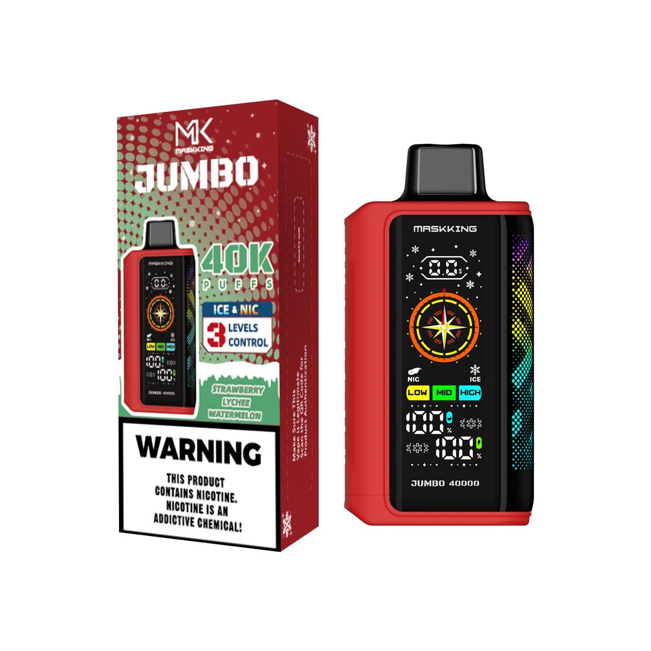 Maskking Jumbo Strawberry Lychee Watermelon fresa lichi sandía vapeador desechable 40,000 puffs – TiendasVM México