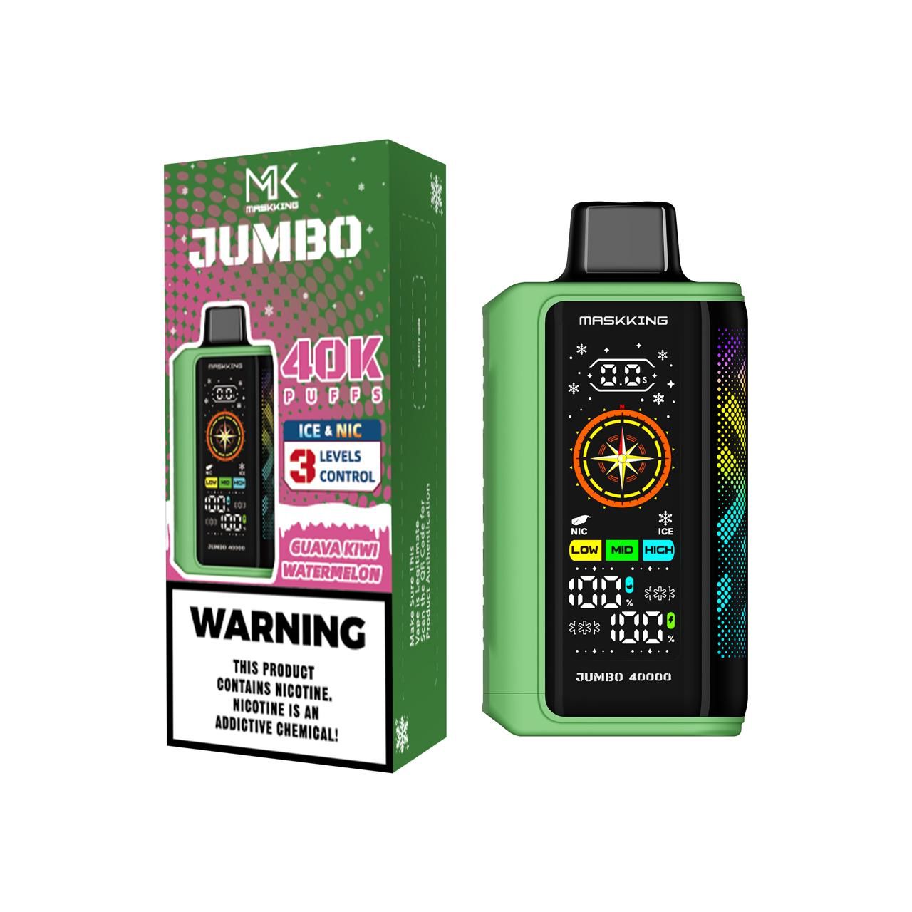 Maskking Jumbo Guava Kiwi Watermelon guayaba kiwi sandía vape desechable 40,000 puffs – compra en México, entrega a domicilio CDMX