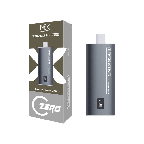 Maskking Turbo II Zero Cream Tobacco tabaco cremoso vapeador desechable 10,000 puffs 0% nicotina – entrega a domicilio CDMX