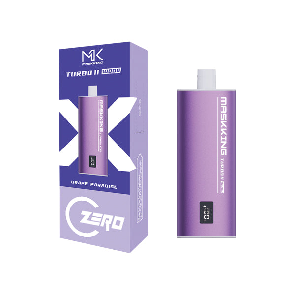 Maskking Turbo II Zero Grape Paradise uva vapeador desechable 10,000 puffs 0% nicotina airflow ajustable – TiendasVM México