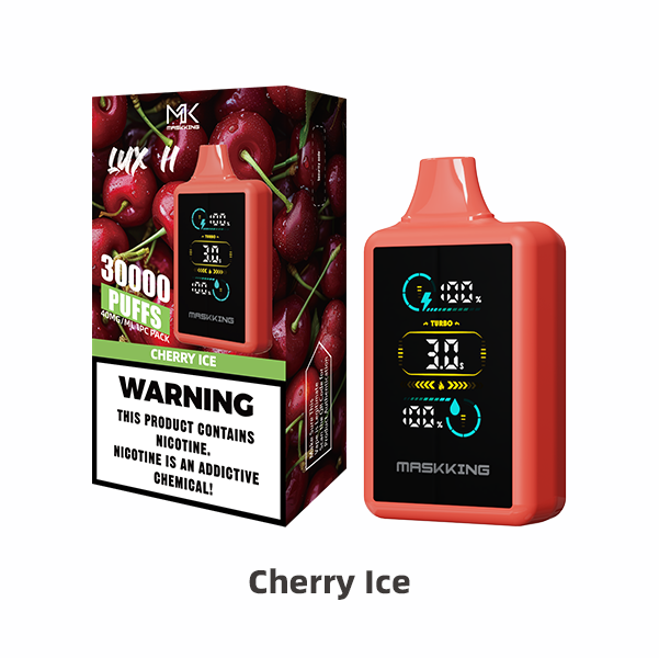 Maskking Lux II Cherry Ice cereza hielo vapeador desechable 30,000 puffs pantalla LED USB-C – envío express CDMX