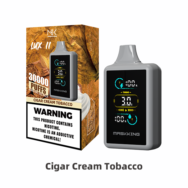 Maskking Lux II Cigar Cream Tobacco tabaco cremoso vapeador desechable 30,000 puffs pantalla LED – compra en México, entrega CDMX