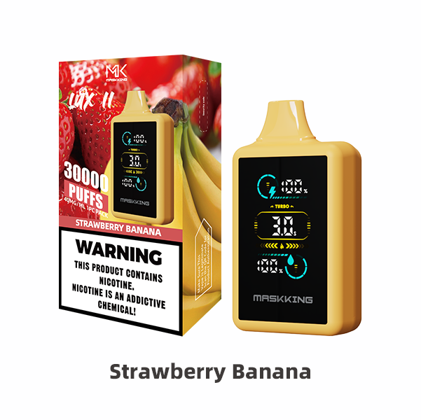 Maskking Lux II Strawberry Banana fresa plátano vapeador desechable 30,000 puffs pantalla LED USB-C – compra en México, entrega CDMX
