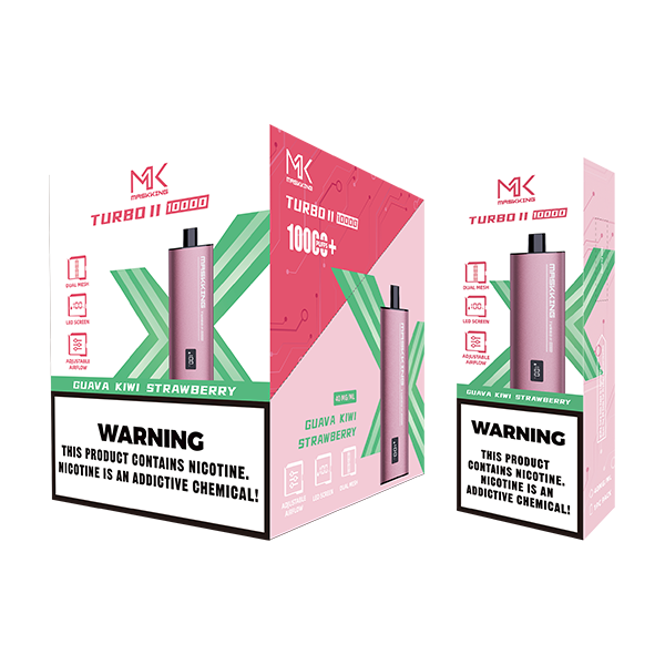 Maskking Turbo II Guava Kiwi Strawberry guayaba kiwi fresa caja 10 vapes recargables 10,000 puffs pantalla airflow – envío express CDMX