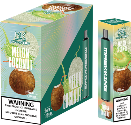 Maskking GTS Melon Coconut melón coco caja 10 vapes desechables 2,500 puffs 4% nicotina – compra en México entrega CDMX