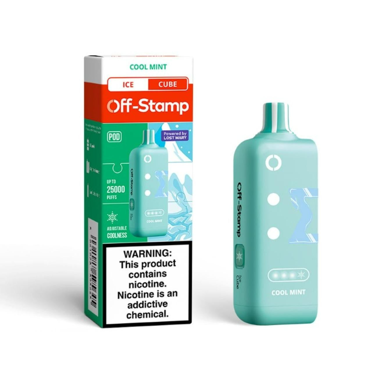 OS Off Stamp Ice Cube Cool Mint vape desechable 25K 25000 puffs sabor menta fresca envío express a domicilio en CDMX