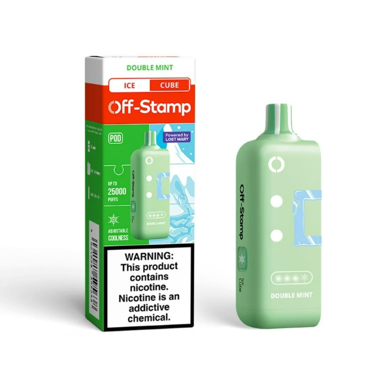 OS Off Stamp Ice Cube Double Mint vape desechable 25K 25000 puffs sabor doble menta refrescante envío express a domicilio en CDMX