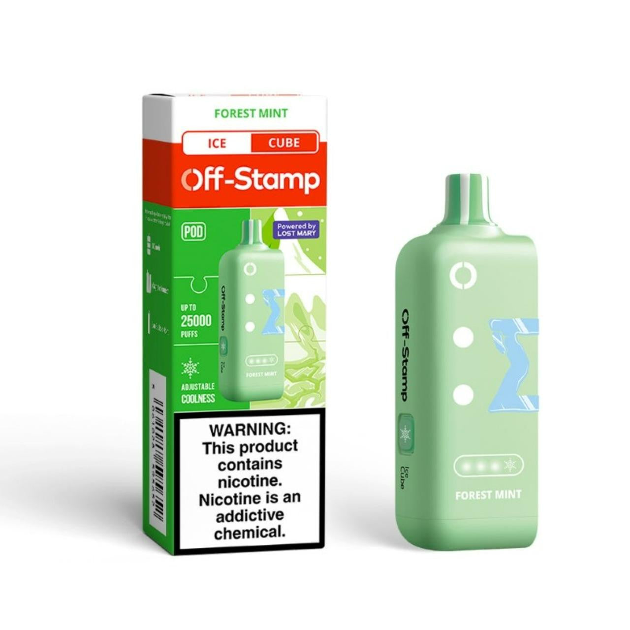 OS Off Stamp Ice Cube Forest Mint vape desechable 25K 25000 puffs sabor menta fresca envío express a domicilio en CDMX