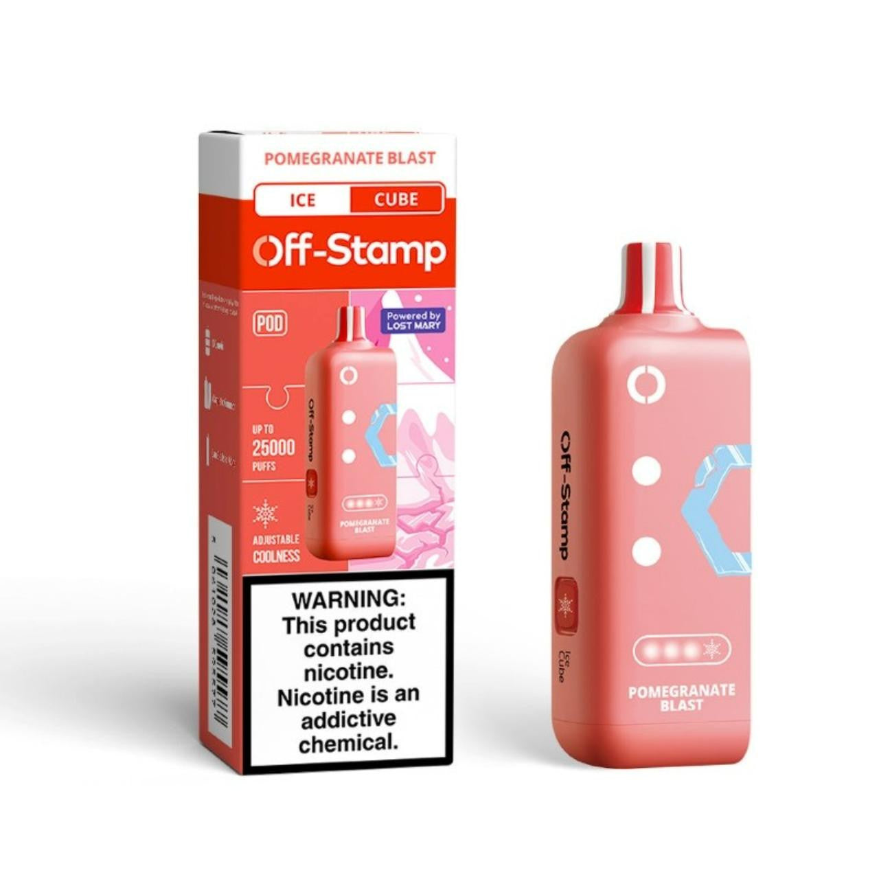 OS Off Stamp Ice Cube Pomegranate Blast vape desechable 25K 25000 puffs sabor granada intensa envío express a domicilio en CDMX