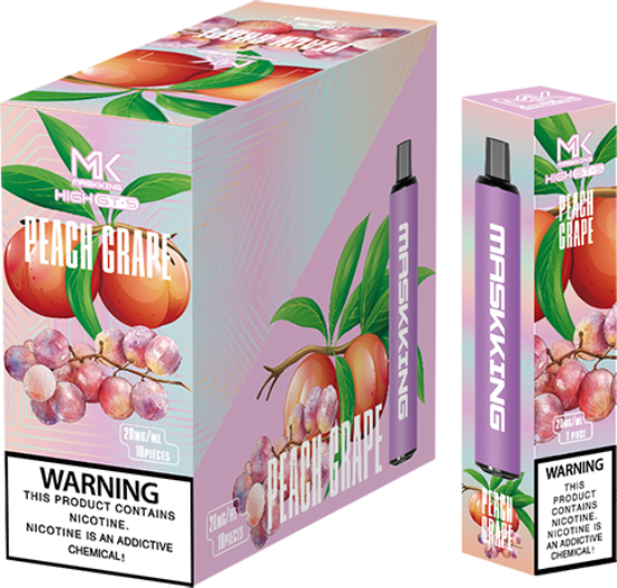 Maskking GTS Peach Grape durazno uva caja 10 vapes desechables 2,500 puffs 4% nicotina – TiendasVM México
